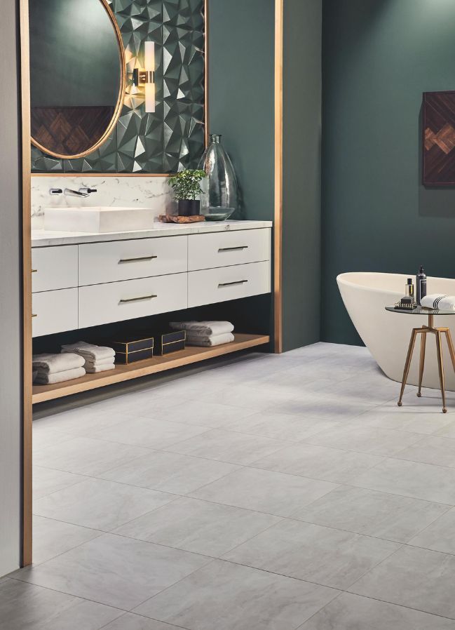 commercial tile flooring in an elevated hotel bathroom